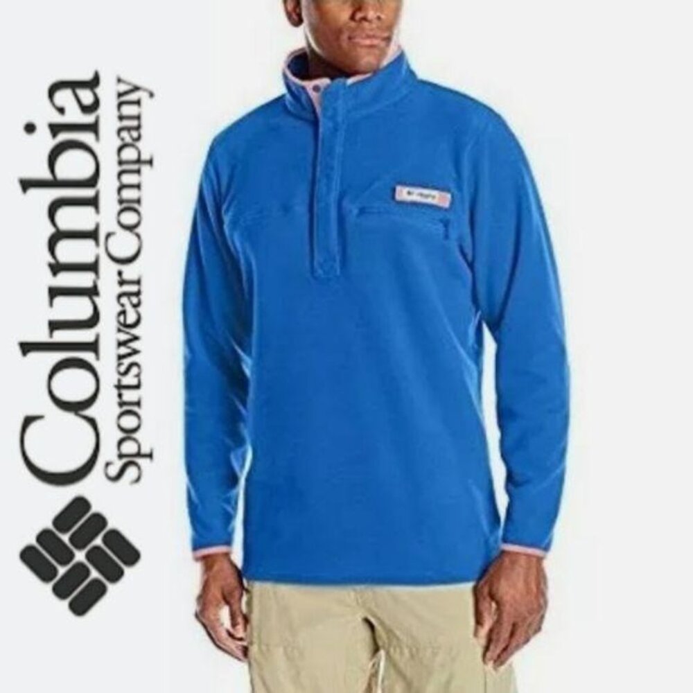 Columbia Mens harborside Blue Fleece Pullover Sweatshirt size M warm fall winter